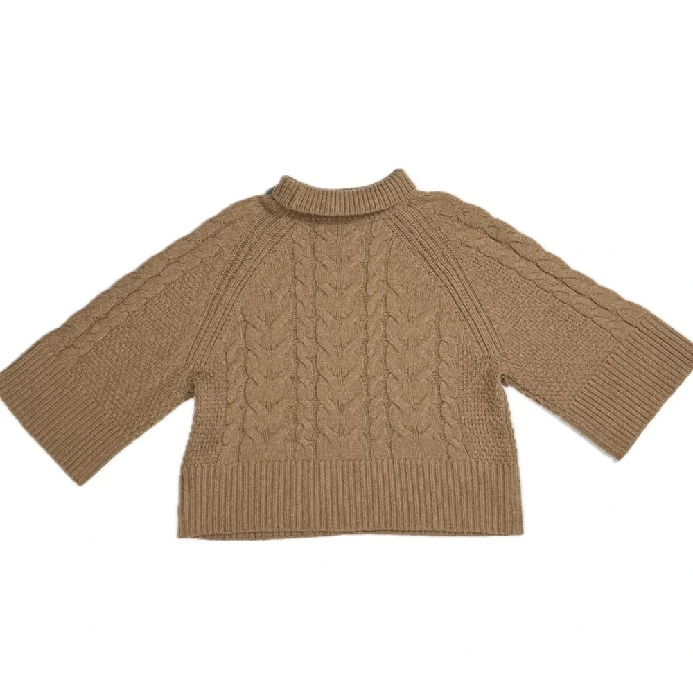 Banana Republic wool blend tan Cavo flair sleeve cable knit sweater women medium